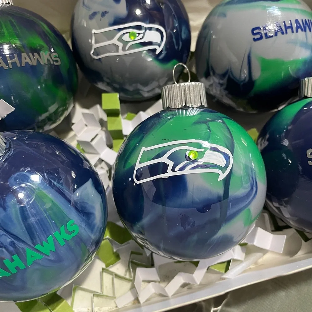 Seattle Seahawks Holiday Ornament Set - Blue and Green - Picture 4 of 6